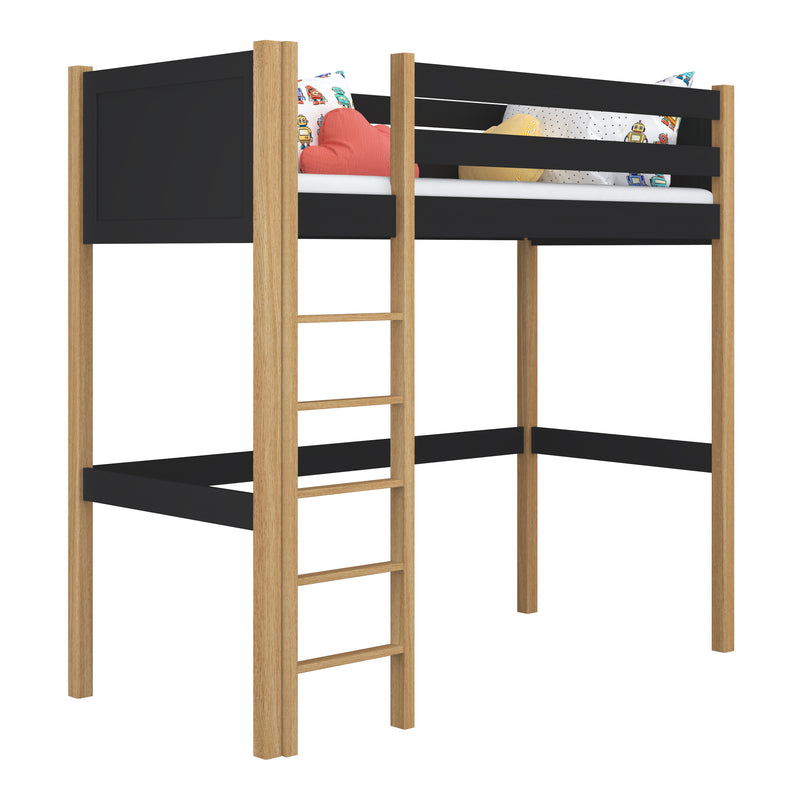 Hochbett aus Holz schwarz-eiche – Kinderzimmer, Massivholz, Scandi-Stil