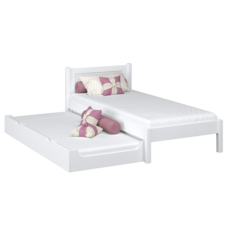 Single bed with mattress drawer N02 wooden in custom RAL/NCS color – solid wood, Nizio