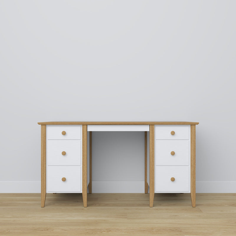Wooden desk 6S Scandi white / natural oak