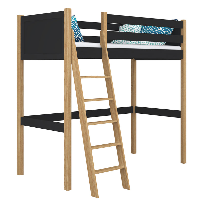 Hochbett aus Holz schwarz-eiche – Kinderzimmer, Massivholz, Scandi-Stil