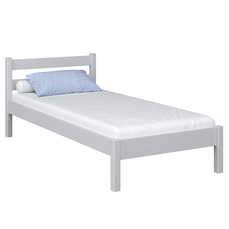 Einzelbett aus Holz Aschgrau – Kinderzimmer, Massivholz, Scandi-Stil