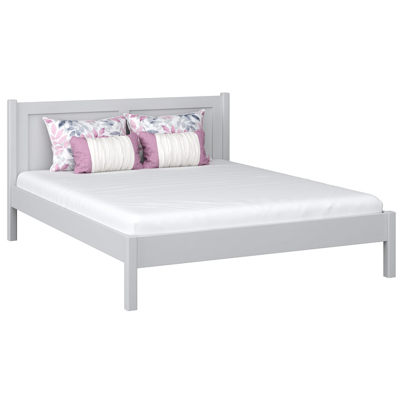 Lit double en bois gris – chambre, bois massif, style scandinave