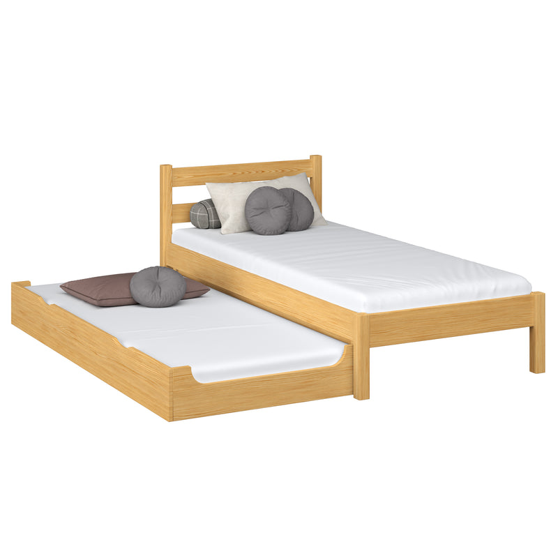 Letto con cassetto per materasso in legno pino naturale – stanza per bambini, scandi Nizio