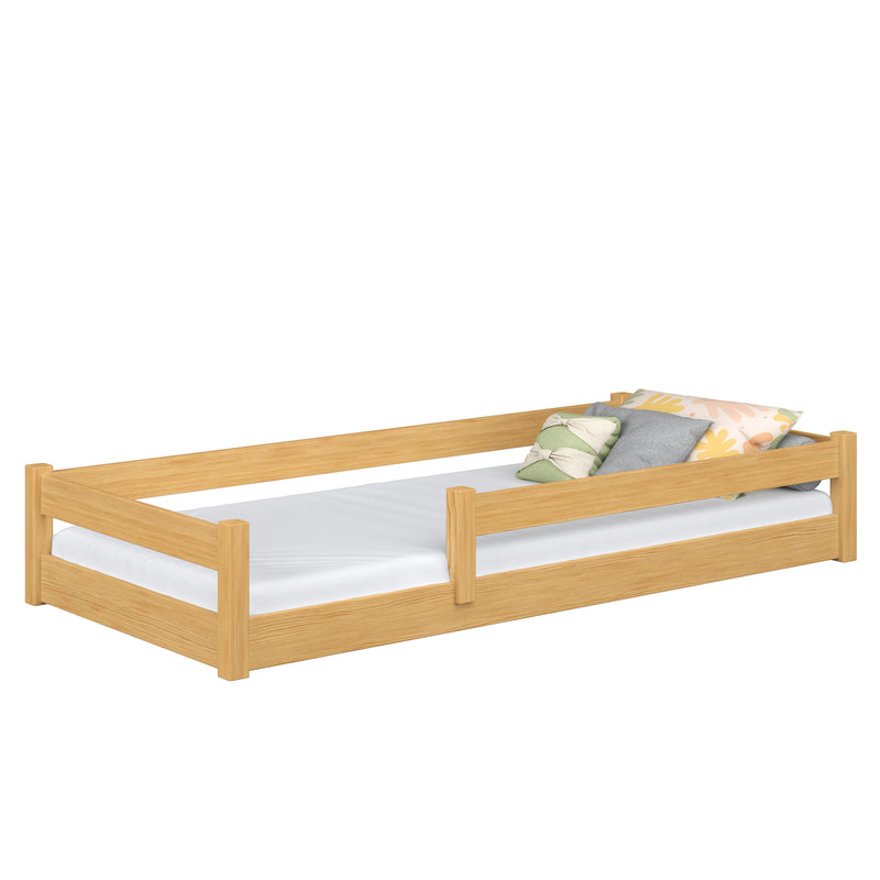 Wooden low bed N02 natural pine