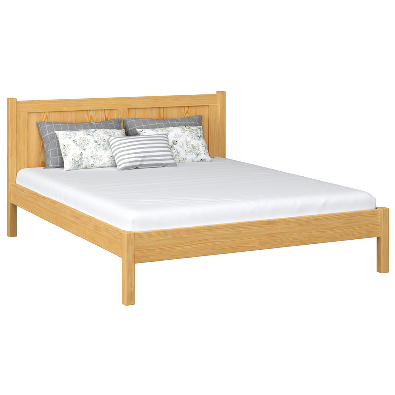Wooden double bed natural pine – bedroom, solid wood, Scandinavian style