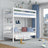 White Wooden Bunk Bed – Two Sleeping Areas in One, Safe Construction