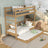 Letto a castello in rovere naturale – scala, sponde, cassetto per materasso aggiuntivo