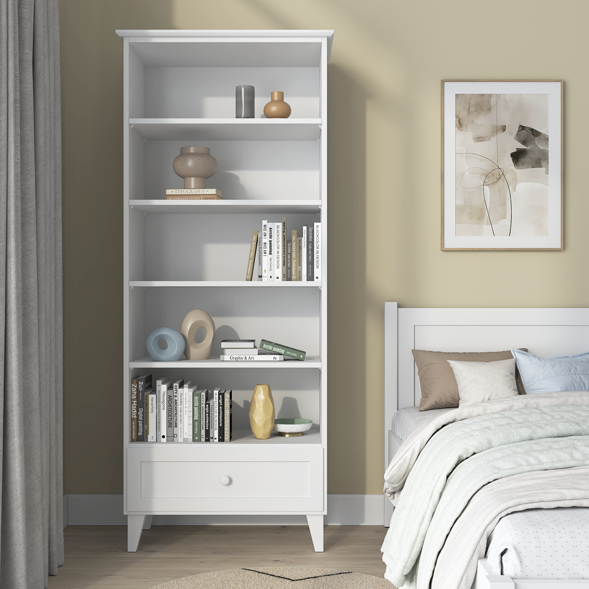 Scaffale in legno 1S 80 Scandi bianco