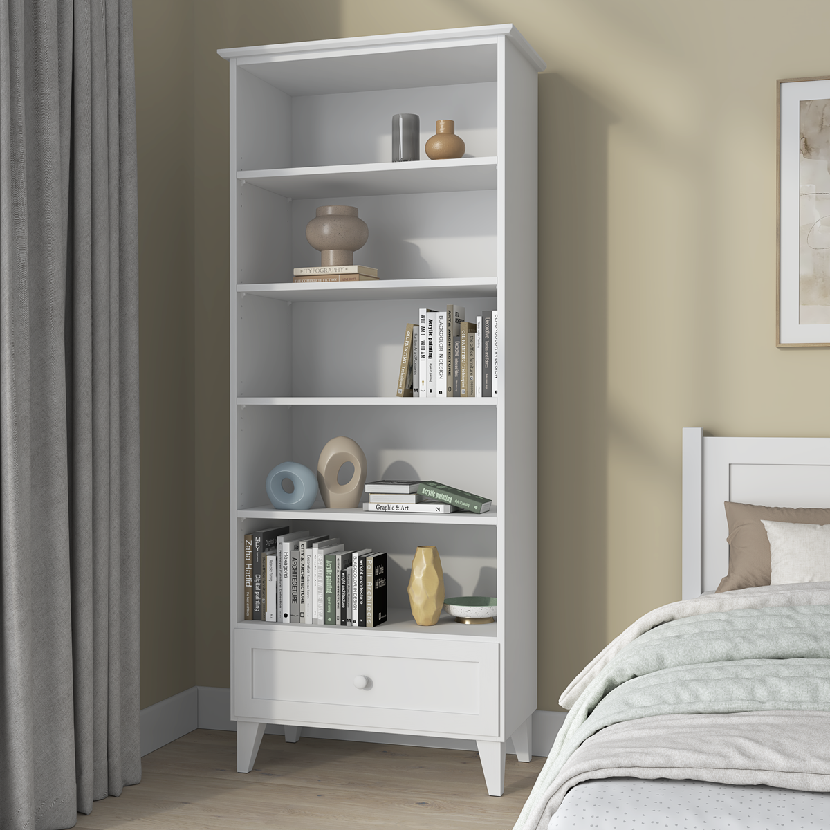 Scaffale in legno 1S 80 Scandi bianco
