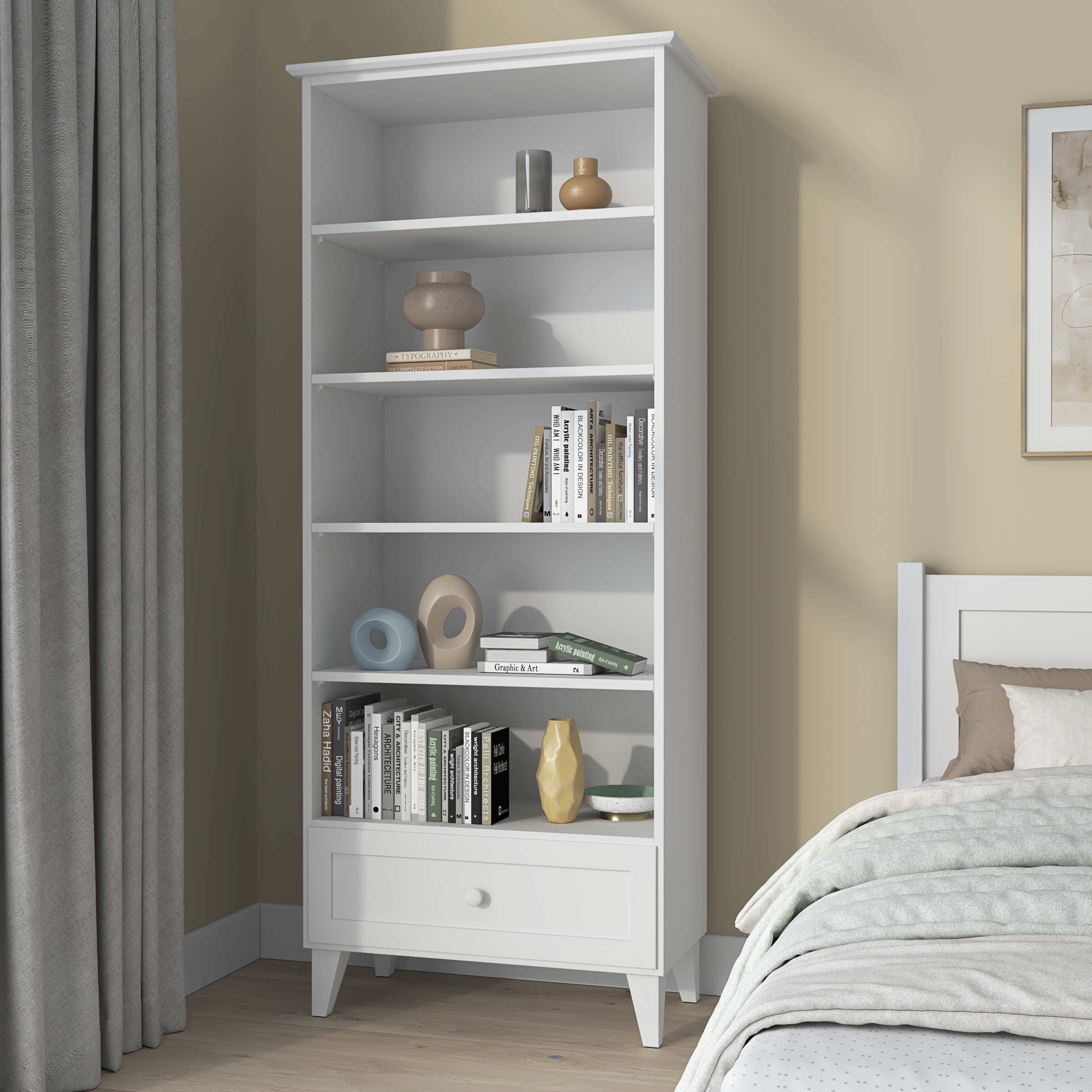 Scaffale in legno 1S 80 Scandi bianco