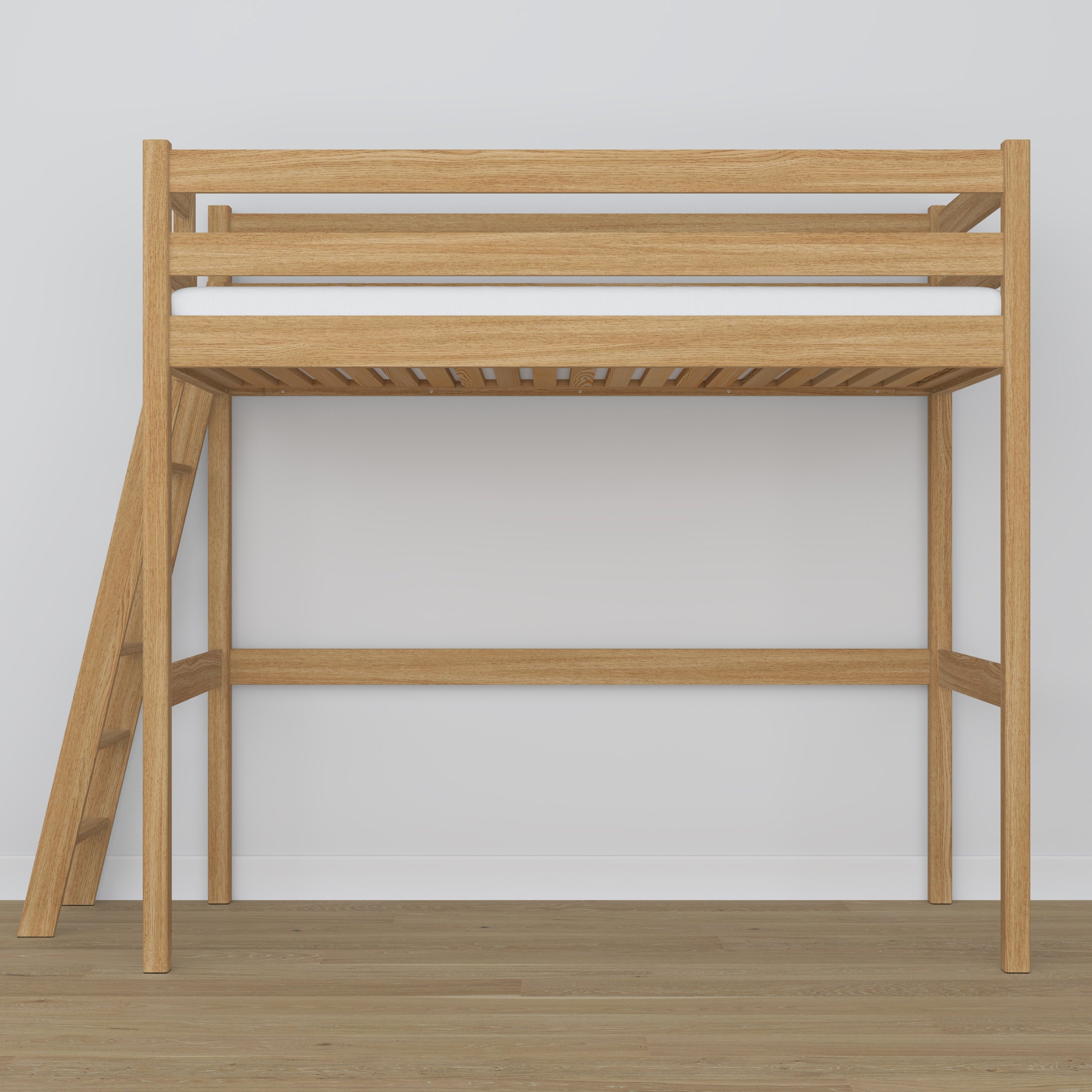 Loft bed natural oak – oak ladder and safety rail, Nizio Home