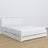 Letto matrimoniale con cassetto bianco in legno – vista laterale, Nizio