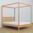 Letto matrimoniale pino naturale con baldacchino – cornice decorativa in legno, scandi