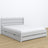 Letto matrimoniale grigio con cassetto – testiera in legno, dettaglio
