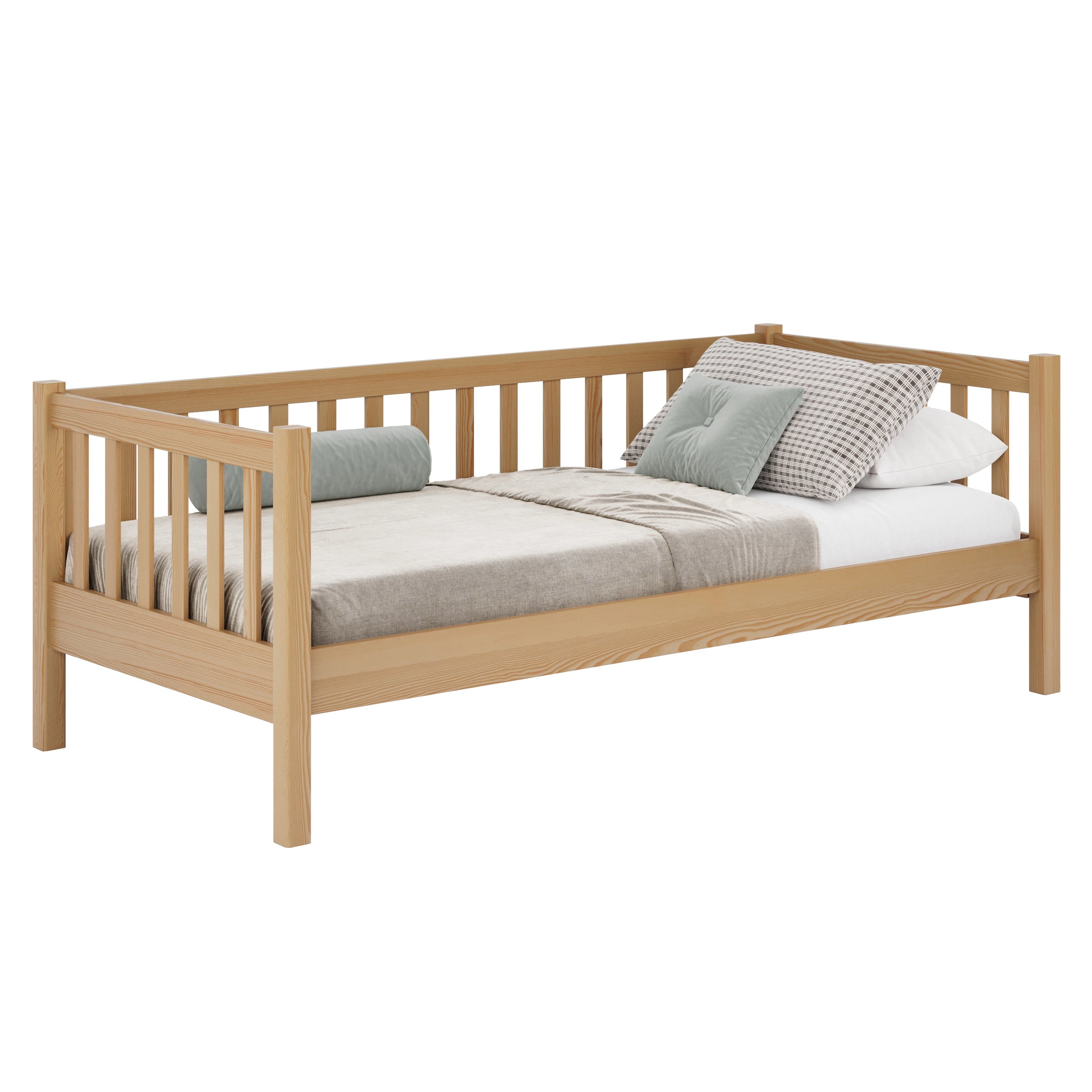 Sofa bed wooden natural pine – children’s room, Scandinavian style Nizio