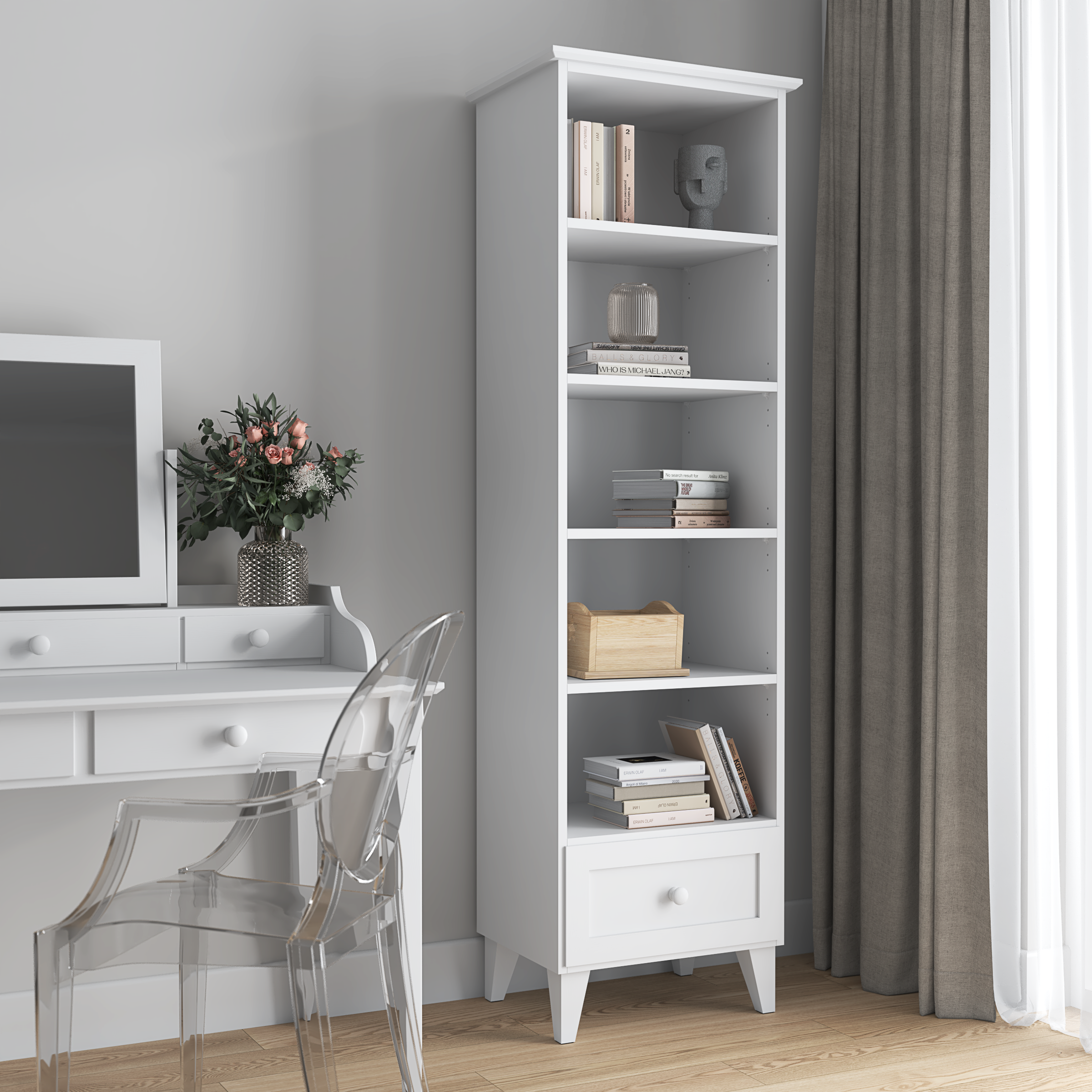 Scaffale in legno 1S 57 Scandi bianco