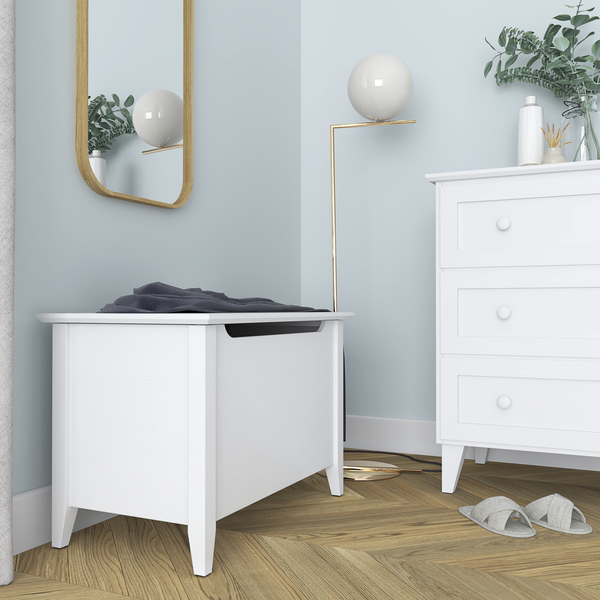 Baule in legno Scandi bianco