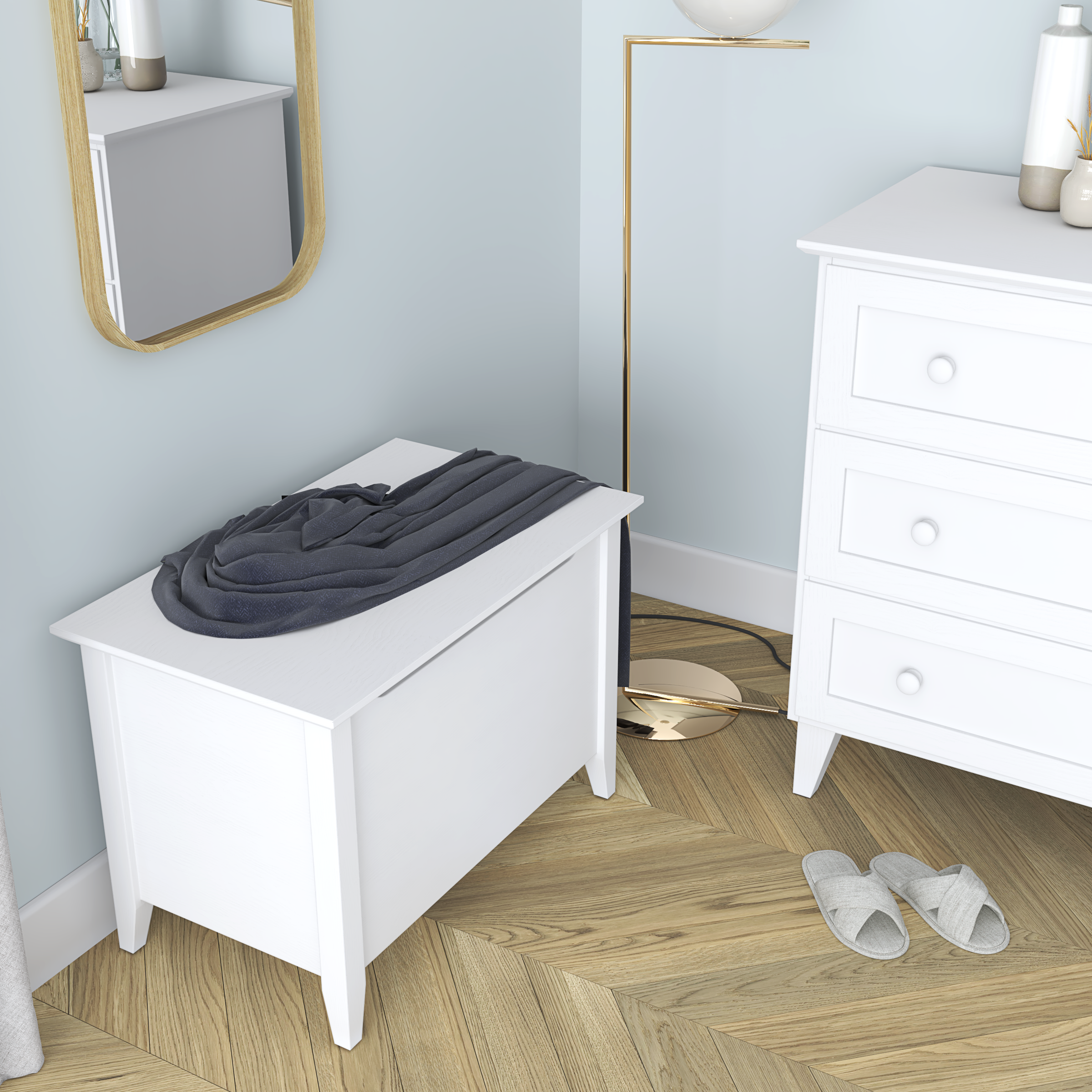 Baule in legno Scandi bianco
