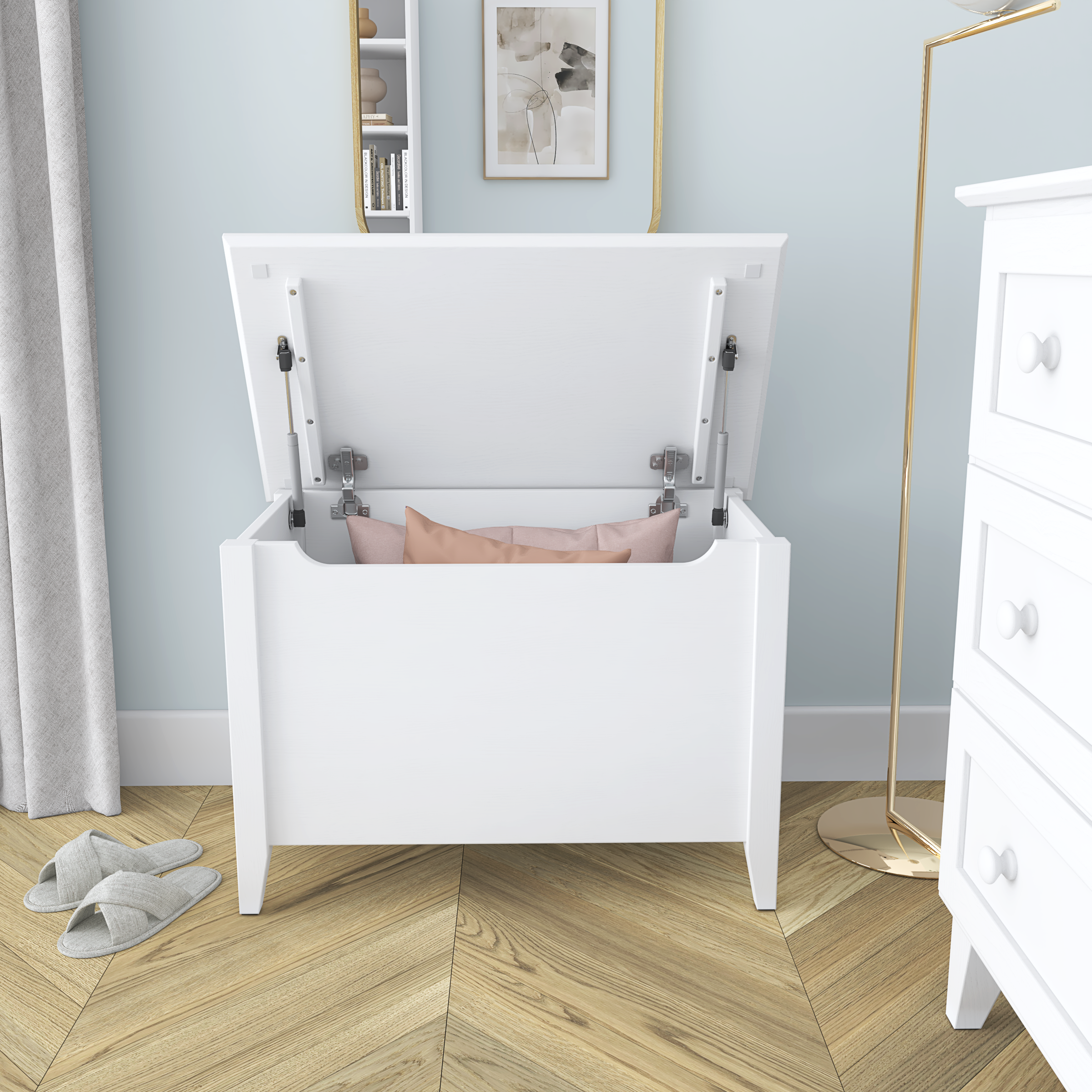 Baule in legno Scandi bianco