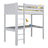 Letto a soppalco con scrivania in legno grigio – stanza per bambini, scandi Nizio