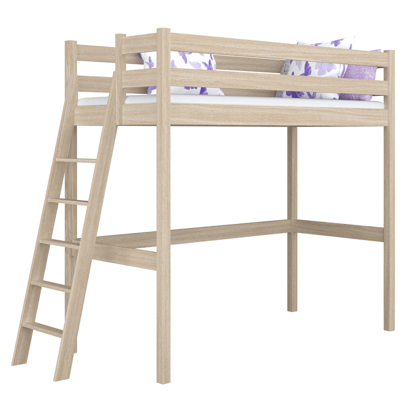 Lit mezzanine en chêne chêne blanchi – chambre d'enfant, bois massif, style scandinave