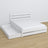 Letto matrimoniale con cassetto in legno bianco – cassetto aperto, capiente ambiente