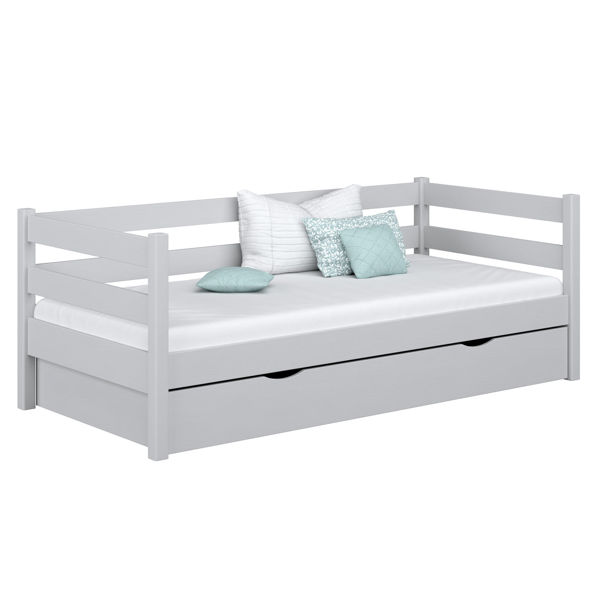 Wooden sofa bed with drawer grey – child’s room, scandi style Nizio