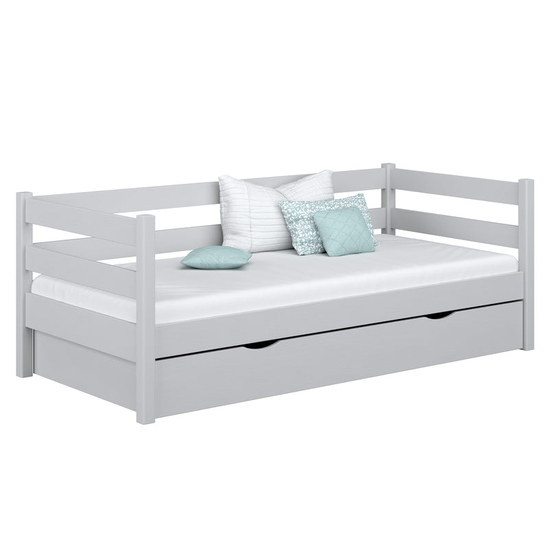 Wooden sofa bed with drawer grey – child’s room, scandi style Nizio