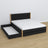 Double bed with wooden drawer black with oak – open drawer, spacious interior