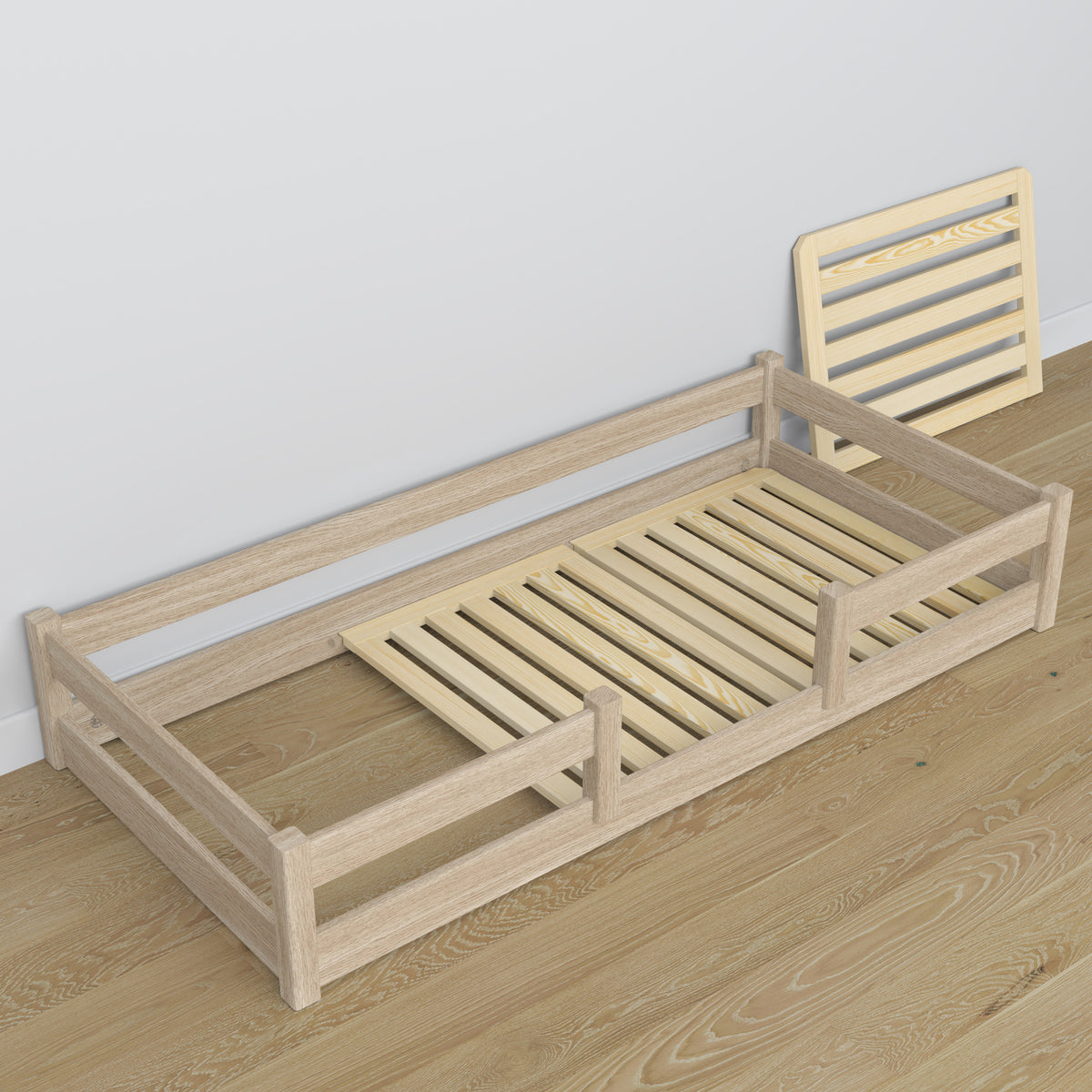 Low Bed Oak Bleached Oak – Rear Section and Proportions, Scandi Bedroom