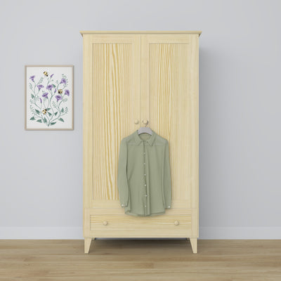 Pine wardrobe 2D1S Scandi clear pine