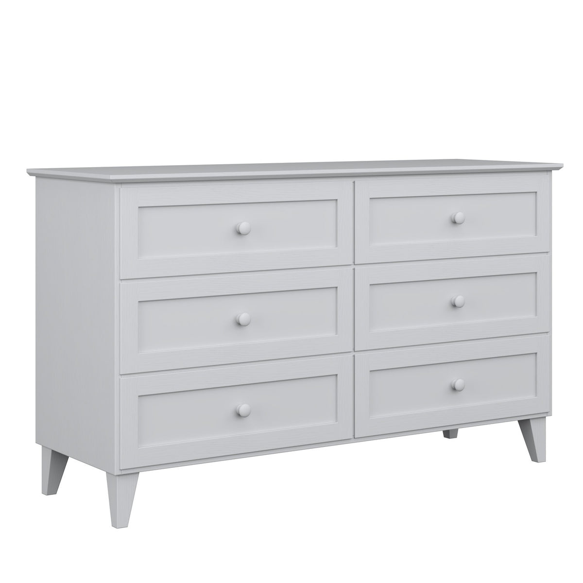 Cassettiera 6S in legno grigio 154 cm in camera da letto – allestimento scandinava