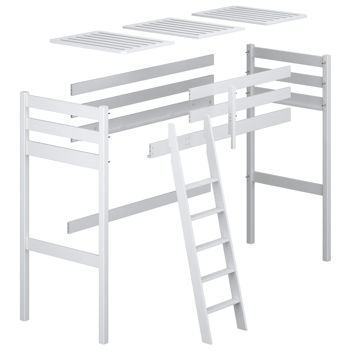 Loft bed natural oak – oak posts and joints, close-up on quality