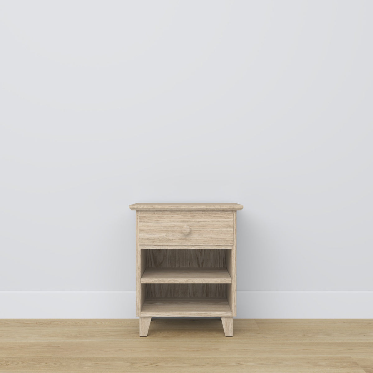 Comodino con cassetto N02 in rovere sbiancata – della camera da lettoa, stile scandinavo