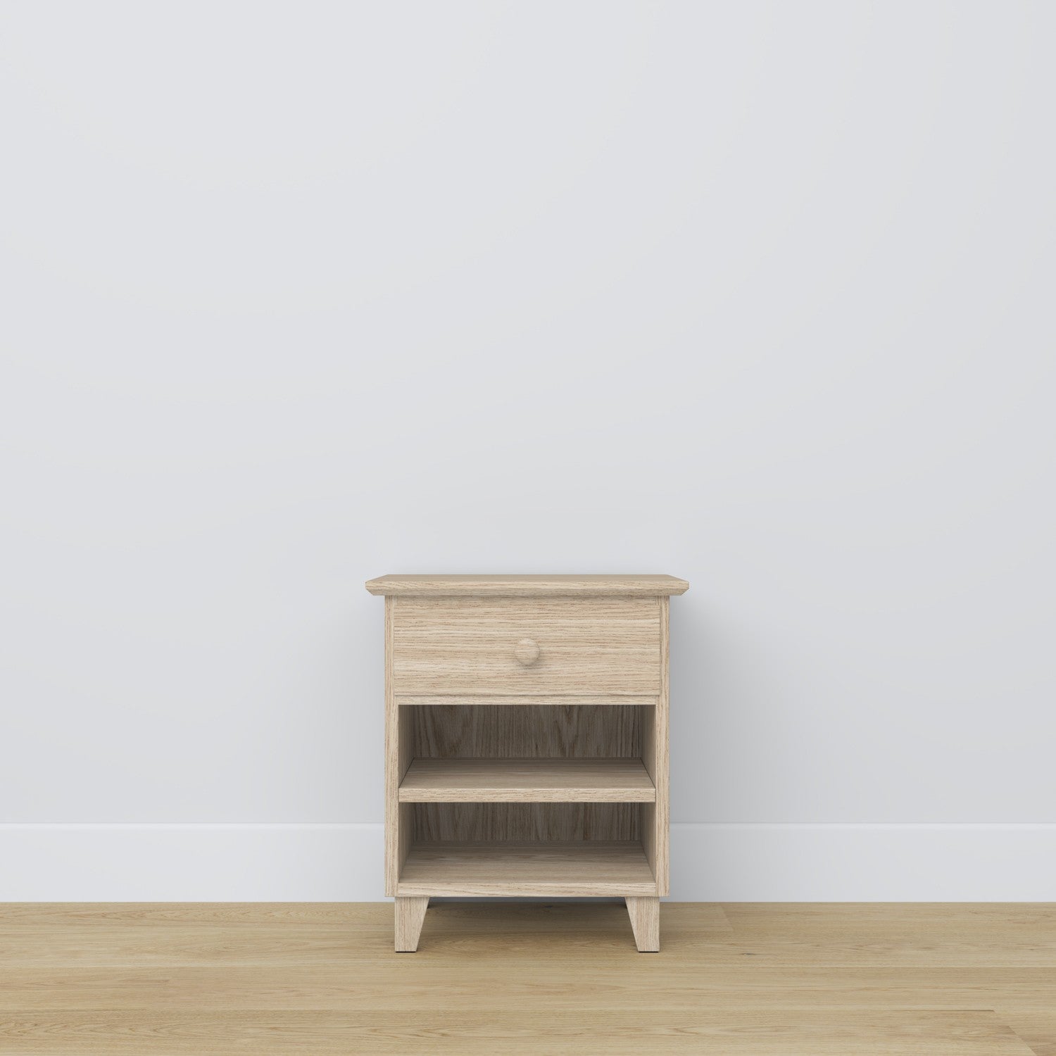 Comodino con cassetto N02 in rovere sbiancata – della camera da lettoa, stile scandinavo