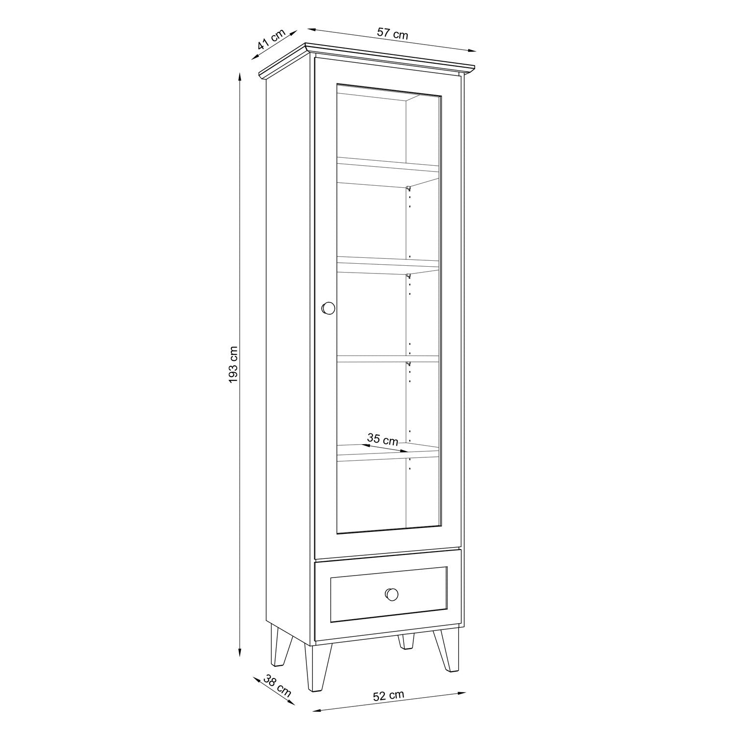 Oak display cabinet 1S 57 Scandi oak natural