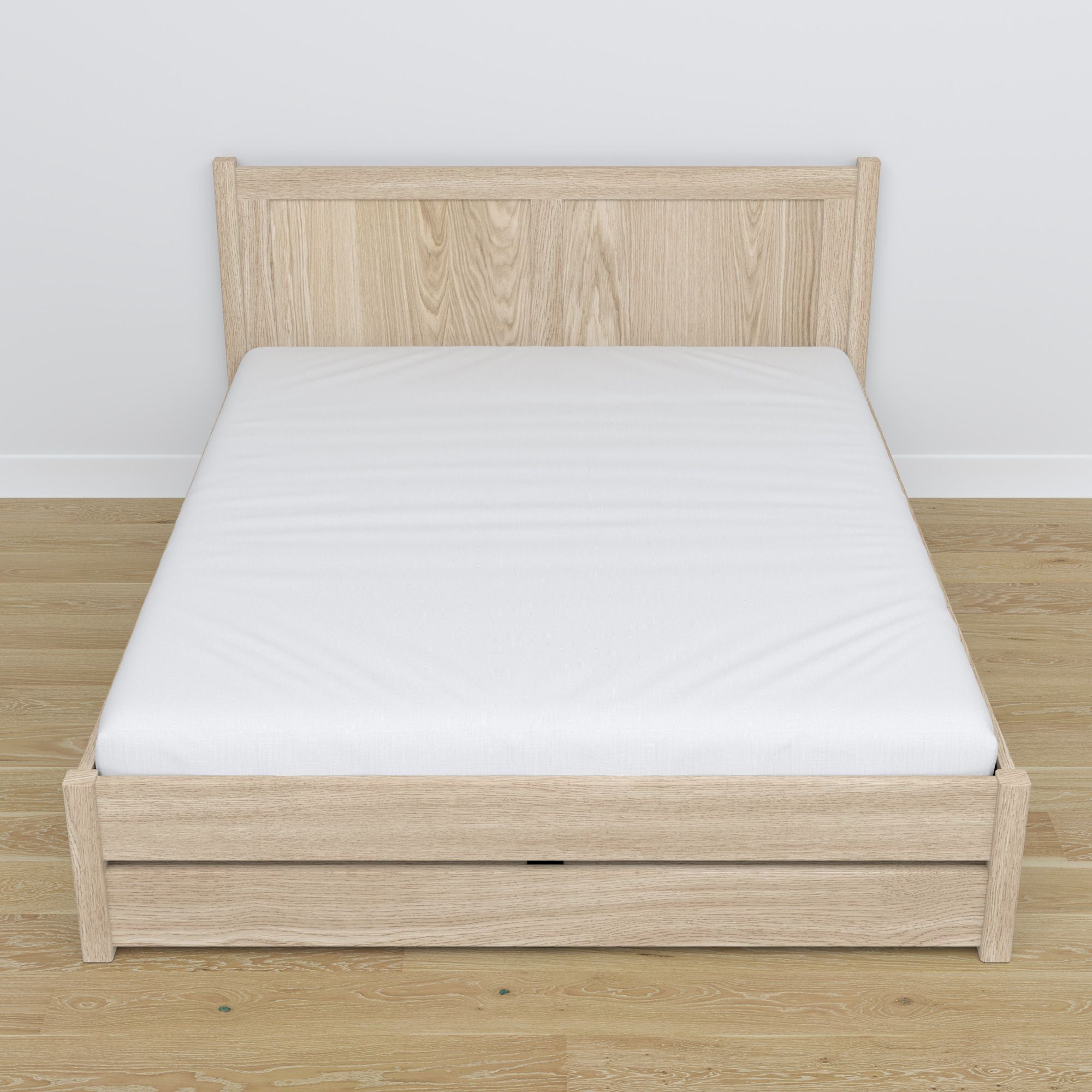 Oak double bed with drawer N02 oak bleached