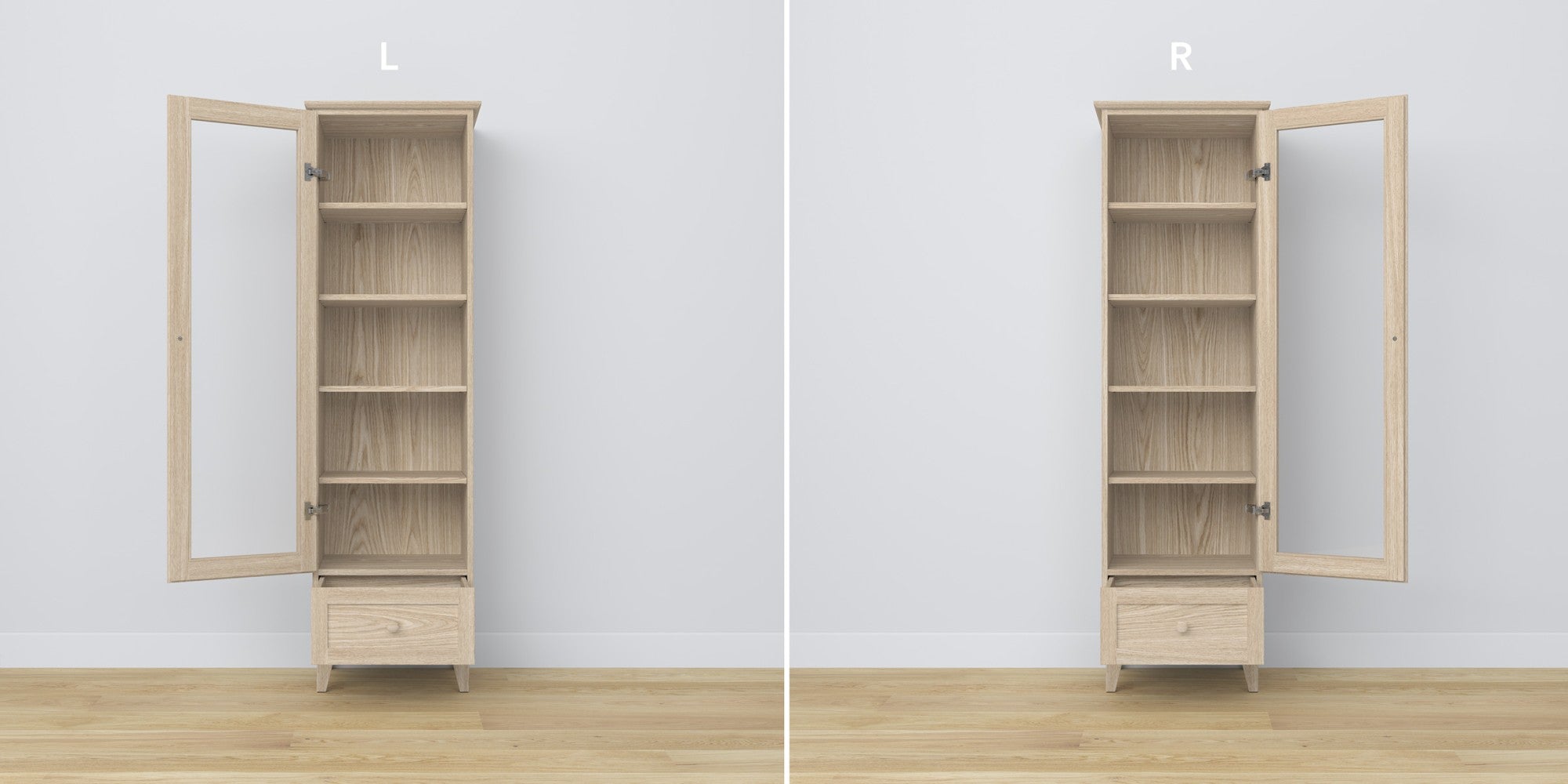 Oak display cabinet 1S 57 Scandi oak bleached