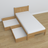 Natural Oak Bed with Oak Drawer – Angled View