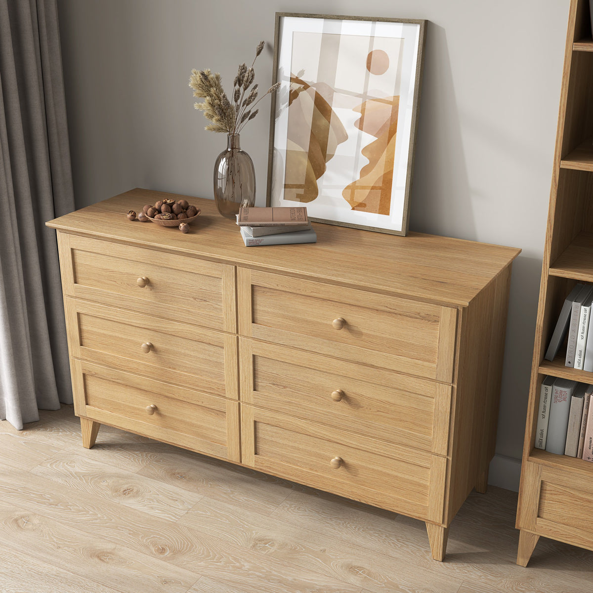 Commode 6S en chêne chêne naturel 154 cm w chambre – décoration scandinave