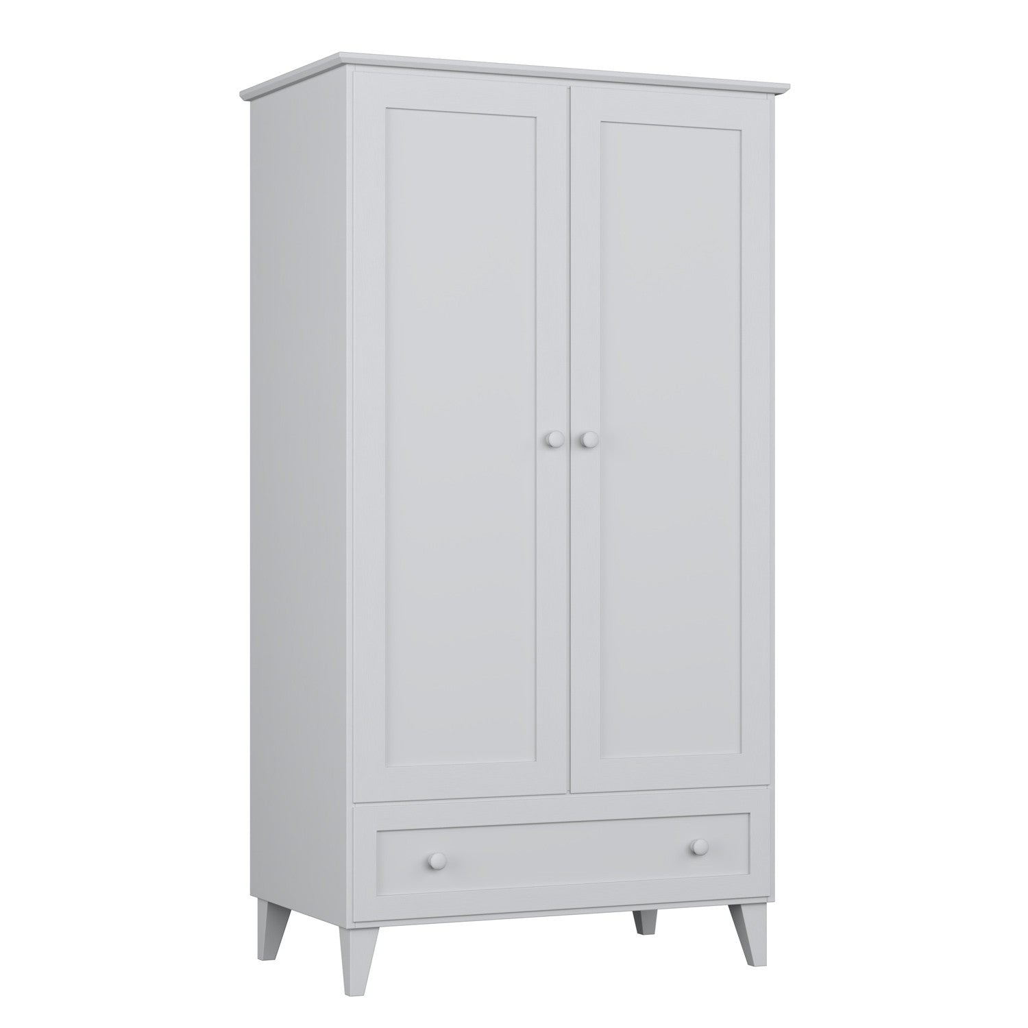 Armadio 2D1S in legno grigio – vista laterale, profondità e proporzioni del mobile