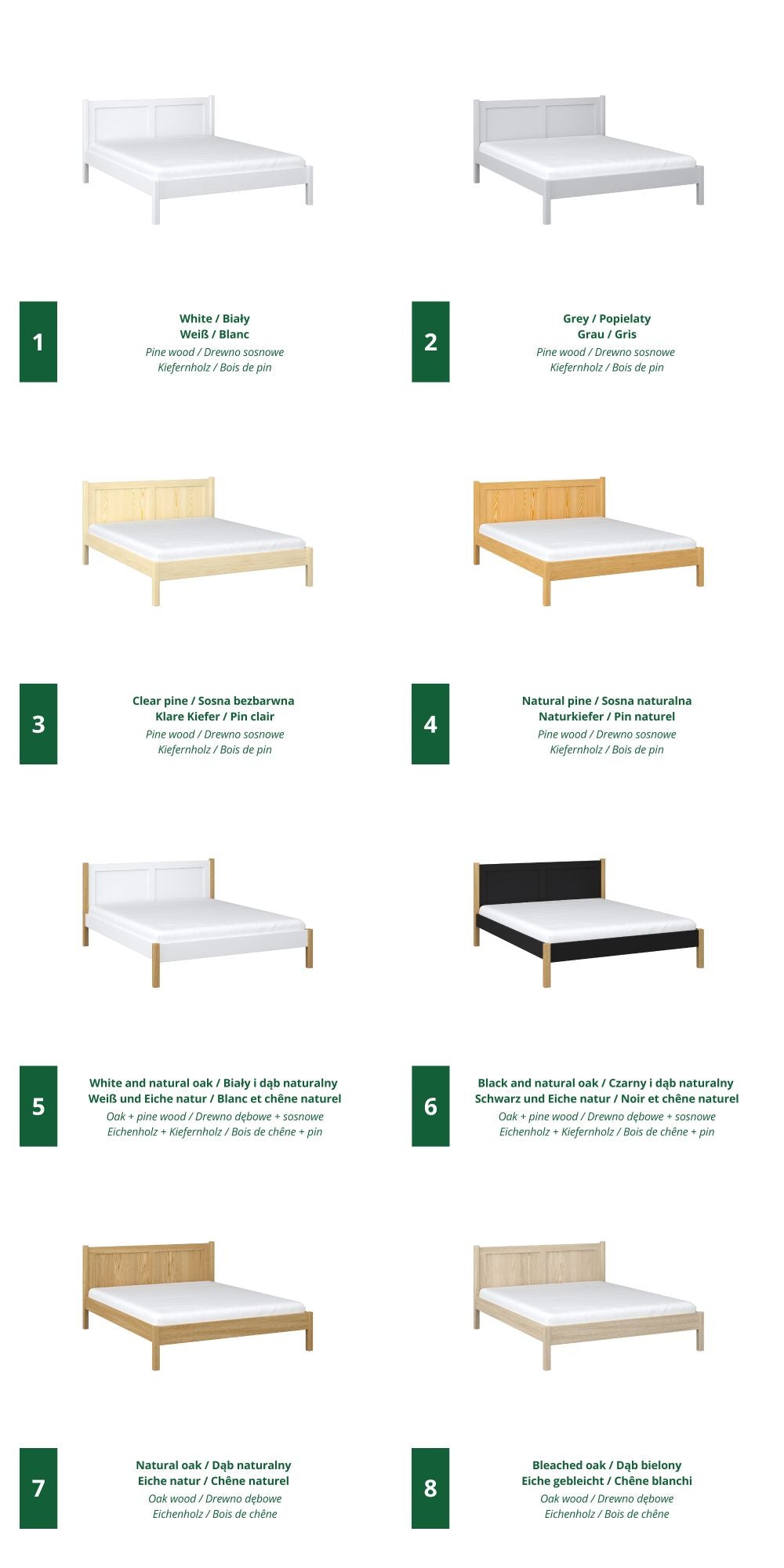 Oak double bed N02 oak bleached