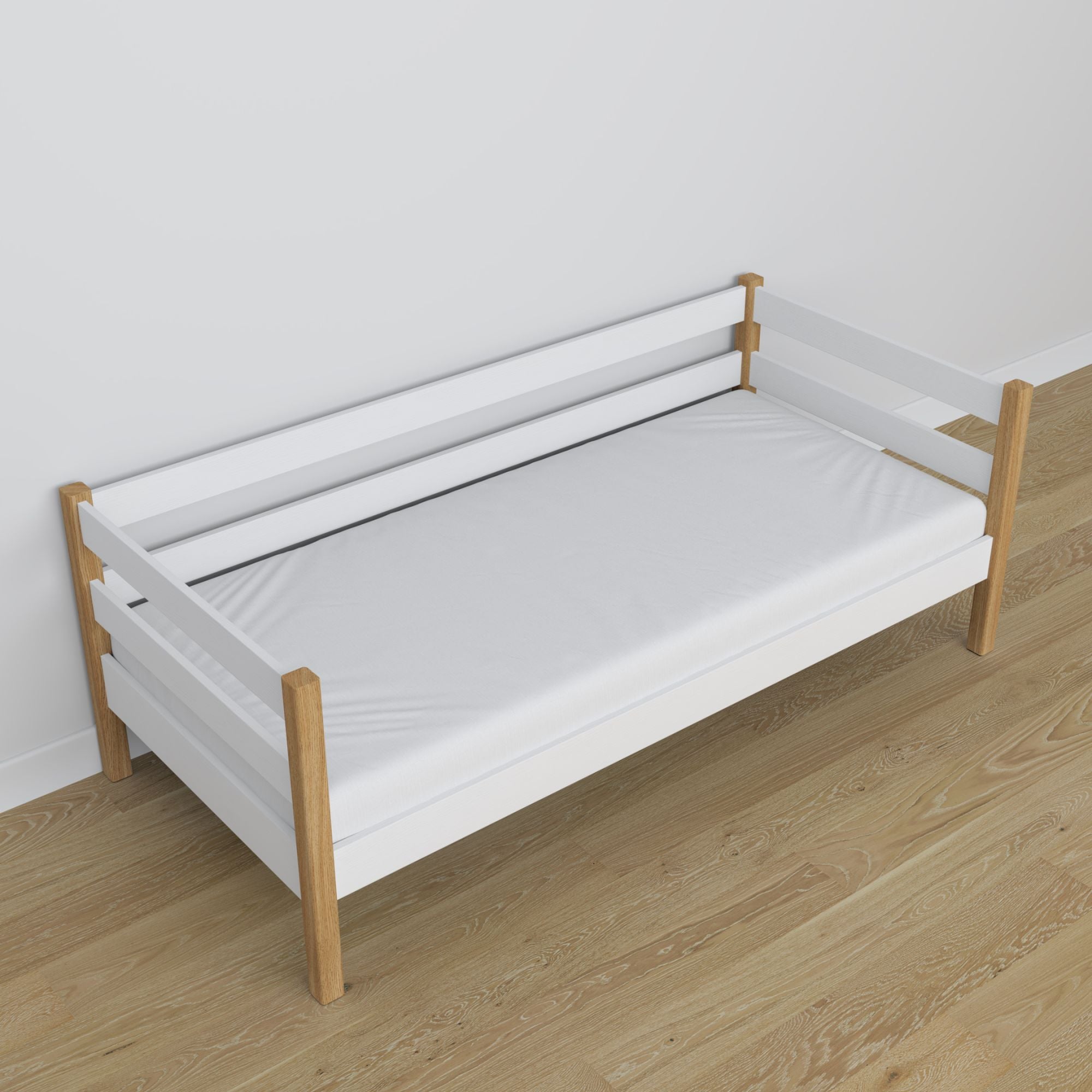 Sofa bed white-oak made of wood – dimensions and diagram, Nizio