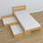 Letto pino naturale con cassetto in legno – vista diagonale