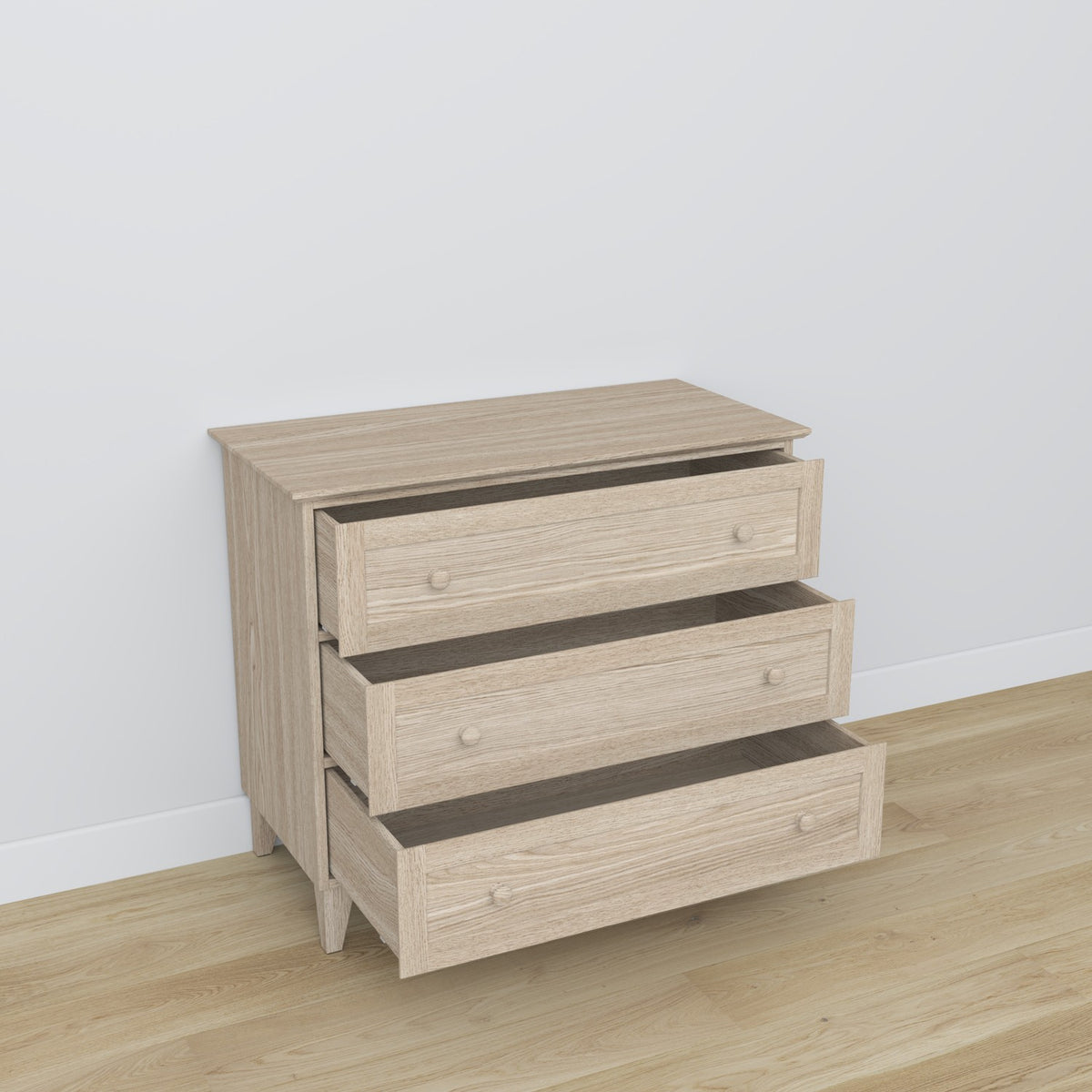 Kommode 3S Eichenholz Eiche gebleicht 105 cm im Schlafzimmer – skandinavische Einrichtung