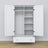 Armadio 2D1S bianco con quercia – cassetto aperto, capiente vano, in legno