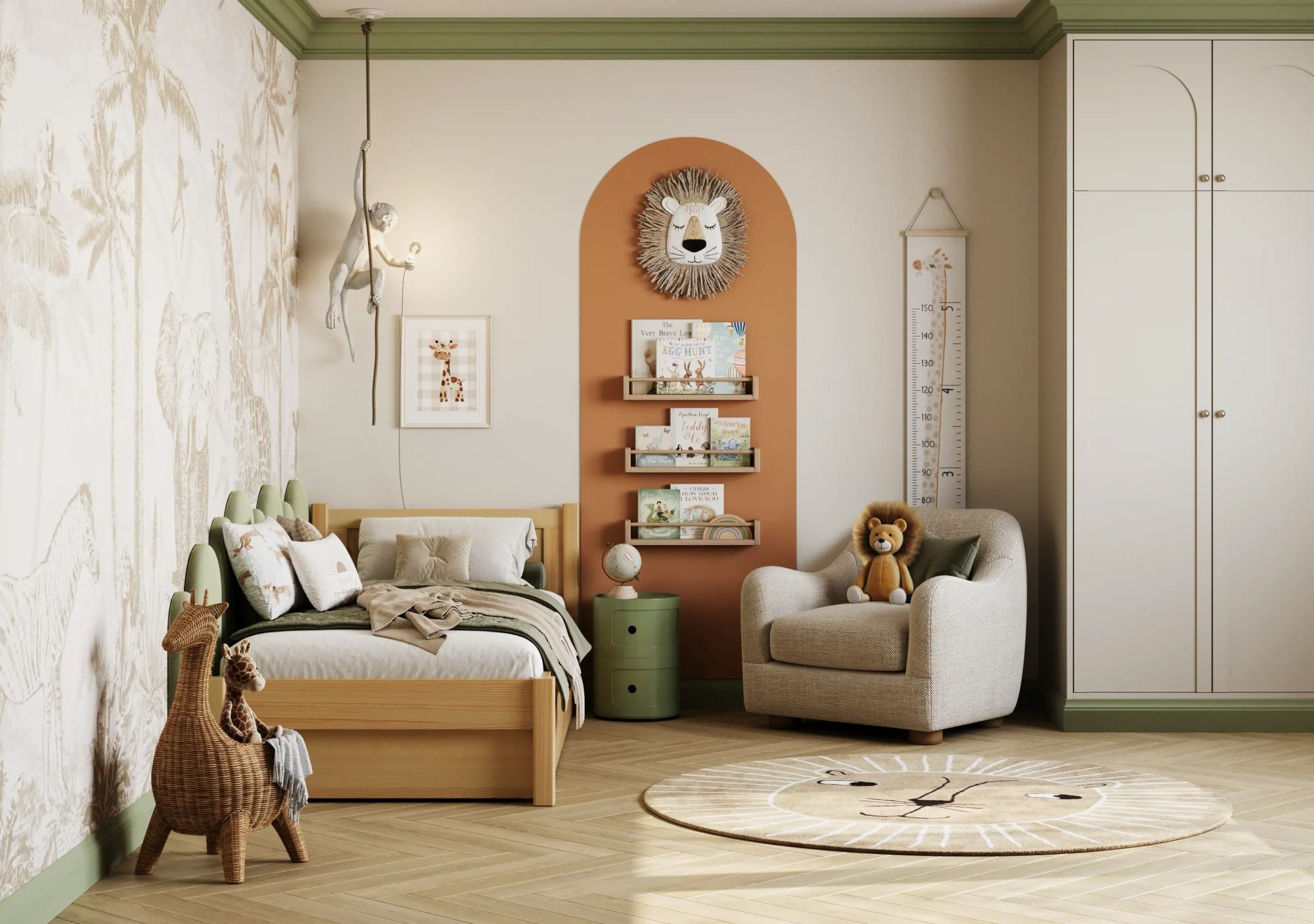 Letto pino naturale con cassetto – vista laterale, in legno, Nizio Home