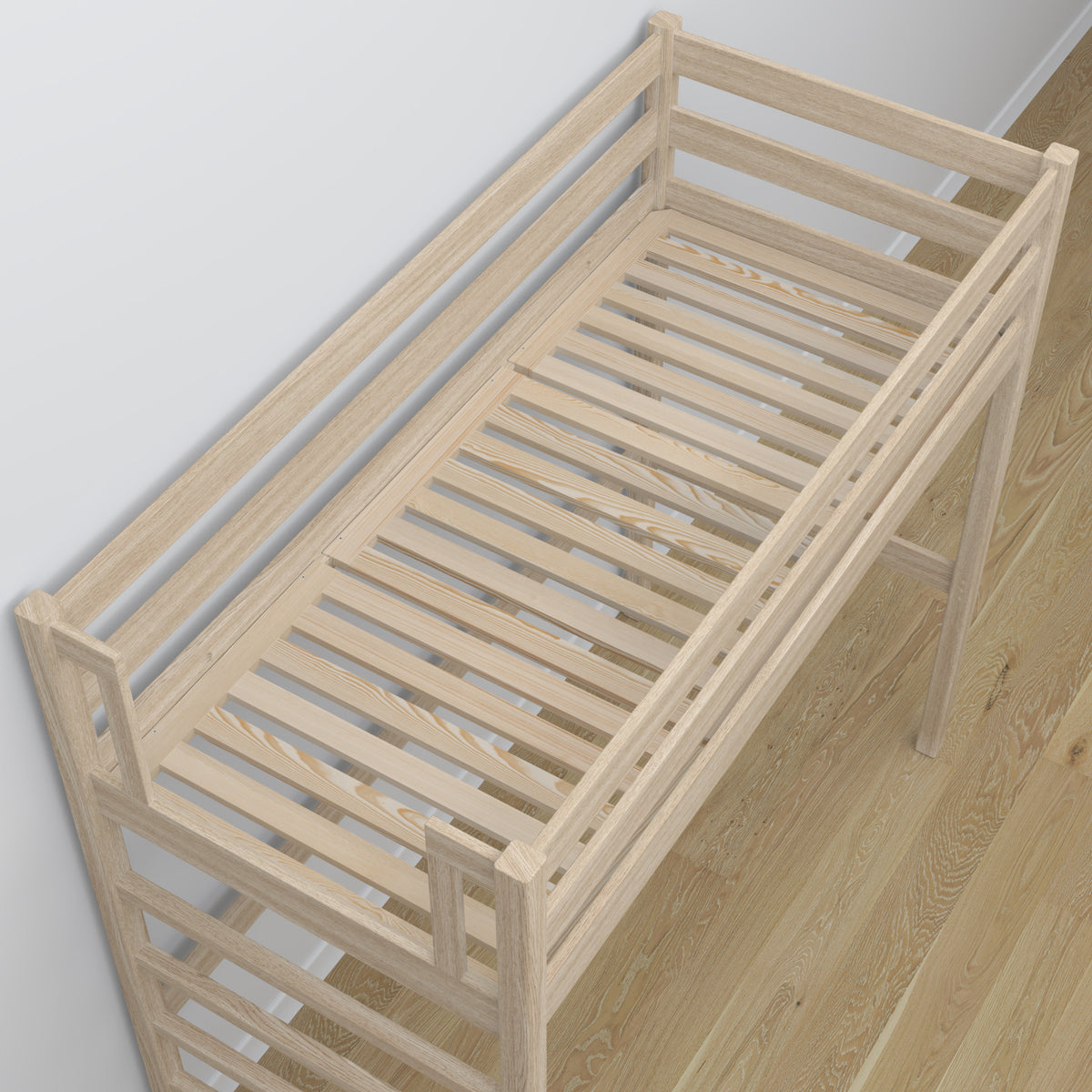 Hochbett Eiche geweißt – Details der Verbindungen und Leiter, Nizio Home