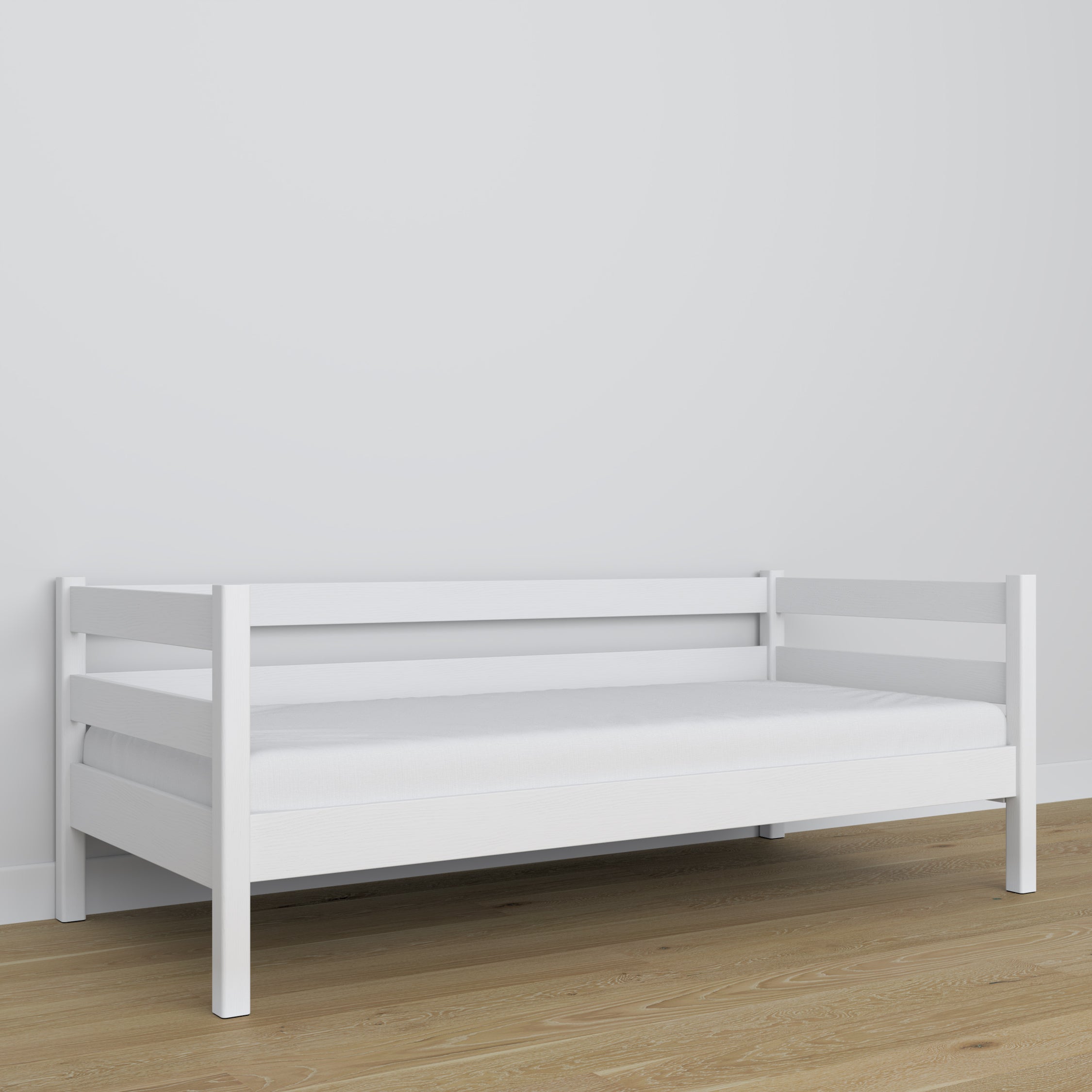 Sofa bed white made of wood – dimensions and diagram, Nizio