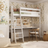 Letto a soppalco bianco con scrivania – spazio studio sotto il letto, in legno
